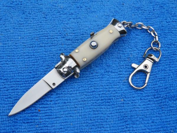 3-3/4" Italian automatic Wasp Body Ivory handle Stiletto keychain Switchblade Knife 3-3/4" Italian automatic Wasp Body Ivory handle Stiletto keychain Switchblade Knife