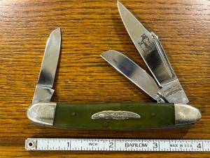 Parker Cut. Co. Brahma 3-Blade Stockman Knife w/Green Delrin Scales Japan 