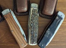 TRIO of Mikov 241 Predator Leverlock Automatic Knives w/Saw, Dark Horn, Stag, Cocobolo 3.75"Polished TRIO of Mikov 241 Predator Leverlock Automatic Knives w/Saw, Dark Horn, Stag, Cocobolo 3.75"Polished