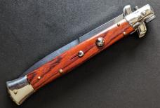 RED DOT 28cm/11inch ITALIAN STILETTO 5mm KICK SPRING BAYONET IN COCOBOLO WOOD RED DOT 28cm/11inch ITALIAN STILETTO 5mm KICK SPRING BAYONET IN COCOBOLO WOOD