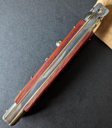 RED DOT 28cm/11inch ITALIAN STILETTO 5mm KICK SPRING BAYONET IN COCOBOLO WOOD RED DOT 28cm/11inch ITALIAN STILETTO 5mm KICK SPRING BAYONET IN COCOBOLO WOOD