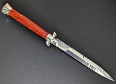 RED DOT 28cm/11inch ITALIAN STILETTO 5mm KICK SPRING BAYONET IN COCOBOLO WOOD RED DOT 28cm/11inch ITALIAN STILETTO 5mm KICK SPRING BAYONET IN COCOBOLO WOOD