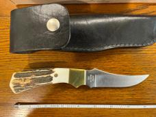 Parker-Edwards Trailing Point Hunting Knife w/Stainless Steel Blade & Stag Scales A175SS
