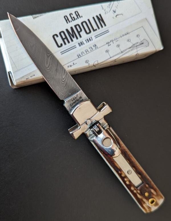 AGA CAMPOLIN DAMASCUS MINI DOMINUS IN STAG HORN NIB AGA CAMPOLIN DAMASCUS MINI DOMINUS IN STAG HORN NIB