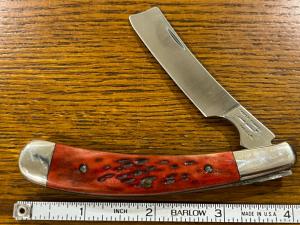 Parker-Edwards Single-Blade Folding Razor w/Red Picbone Scales 