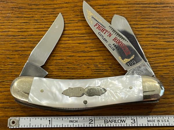 Fight'n Rooster Frank Buster Ltd Ed 1990 International Cutlery Club 3-Blade Sowbelly Stockman Knife Fight'n Rooster Frank Buster Ltd Ed 1990 International Cutlery Club 3-Blade Sowbelly Stockman Knife