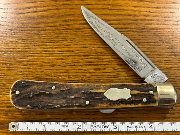 Fight'n Rooster Frank Buster Ltd Ed "The Californian" Lockback Hunter w/Stag Scales SN#188 Germany Fight'n Rooster Frank Buster Ltd Ed "The Californian" Lockback Hunter w/Stag Scales SN#188 Germany