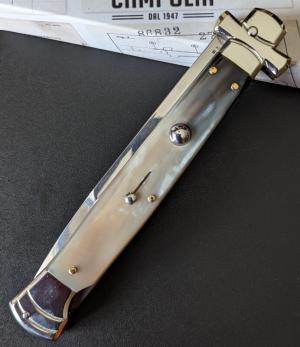  NIB 11"- 28 cm A.G.A. Campolin Brazilian Horn Maltese lockback a super beautiful quality stiletto