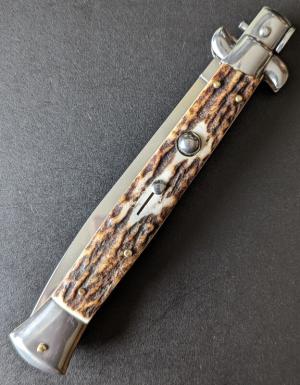 OLDER FRANK BELTRAME 28CM 11" DAGGER AUTO IN STAG HORN 
