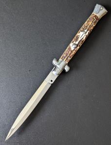 OLDER FRANK BELTRAME 28CM 11" DAGGER AUTO IN STAG HORN OLDER FRANK BELTRAME 28CM 11" DAGGER AUTO IN STAG HORN