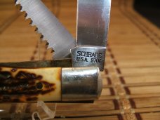 SCHRADE 97OT BUZZSAW TRAPPER U.S.A. MADE OLDER VINTAGE USED FOLDING DOUBLE BLADE POCKET KNIFE SCHRADE 97OT BUZZSAW TRAPPER U.S.A. MADE OLDER VINTAGE USED FOLDING DOUBLE BLADE POCKET KNIFE