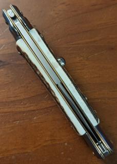 FRANK BELTRAME 23CM 9" BAYONET BLADE AUTOMATIC IN NICE STAG HORN...NEW FRANK BELTRAME 23CM 9" BAYONET BLADE AUTOMATIC IN NICE STAG HORN...NEW