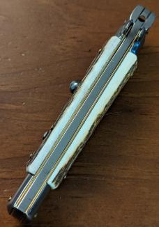 FRANK BELTRAME 23CM 9" BAYONET BLADE AUTOMATIC IN NICE STAG HORN...NEW FRANK BELTRAME 23CM 9" BAYONET BLADE AUTOMATIC IN NICE STAG HORN...NEW