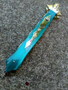 Custom 13 Inch Kris Picklock With Kirinite And Hand Carved Bolsters By Rubens Blades