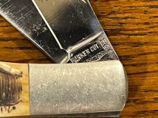 Parker Cut. Co. Porky Moose Scrimshaw 2-Blade Barlow Knife w/Smooth Bone Scales