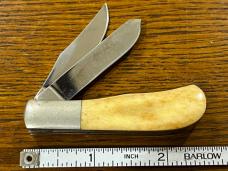 Parker Cut. Co. Porky Moose Scrimshaw 2-Blade Barlow Knife w/Smooth Bone Scales