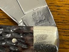 Fight'n Rooster Frank Buster 2-Blade Trapper Knife w/Pick Bone Scales Germany 
