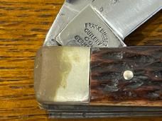 Fight'n Rooster Frank Buster 2-Blade Trapper Knife w/Pick Bone Scales Germany 