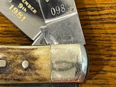 Fight'n Rooster Ltd Ed 1981 "Great State of Wilkes" 2-Blade Trapper Knife w/Stag Scales SN#098 Germa Fight'n Rooster Ltd Ed 1981 "Great State of Wilkes" 2-Blade Trapper Knife w/Stag Scales SN#098 Germa
