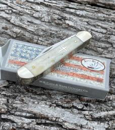 CASE XX *a SFO 2021 SMOOTH NATURAL BONE CROSS SHIELD 49 PATTERN COPPERHEAD CASE XX *a SFO 2021 SMOOTH NATURAL BONE CROSS SHIELD 49 PATTERN COPPERHEAD