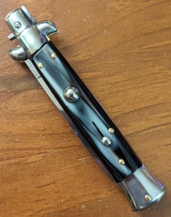 NOS GIOVANNI BELTRAME GENUINE IMITATION BUFFALO HORN 23cm=9" FLAT BLADE STILETTO 