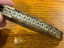 Parker-Brothers 2-Blade Damascus Copperhead Knife w/Burled Wood Scales & Custom Filework Parker-Brothers 2-Blade Damascus Copperhead Knife w/Burled Wood Scales & Custom Filework