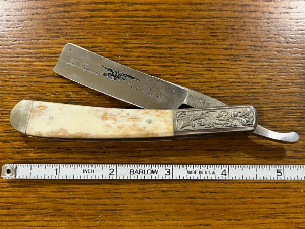 Parker Cut. Co. "Improved Eagle Razor" w/Smooth Bone Scales & Engraved Bolsters Japan