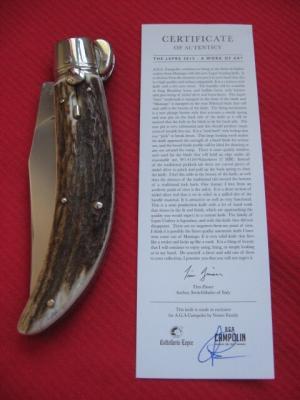 Quality Italian Unique Mechanism LEPRE Stag Knife Limited Edition 2015 MANIAGO ITALY w/Certificate
