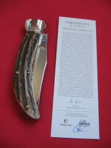 Quality Italian Unique Mechanism LEPRE Stag Knife Limited Edition 2015 MANIAGO ITALY w/Certificate Quality Italian Unique Mechanism LEPRE Stag Knife Limited Edition 2015 MANIAGO ITALY w/Certificate