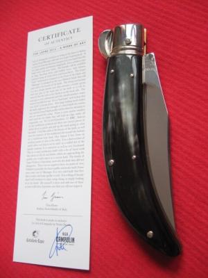 Quality Italian Unique Mechanism LEPRE Horn Knife Limited Edition 2015 MANIAGO ITALY w/Certificate