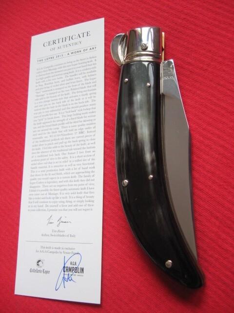 Quality Italian Unique Mechanism LEPRE Horn Knife Limited Edition 2015 MANIAGO ITALY w/Certificate Quality Italian Unique Mechanism LEPRE Horn Knife Limited Edition 2015 MANIAGO ITALY w/Certificate
