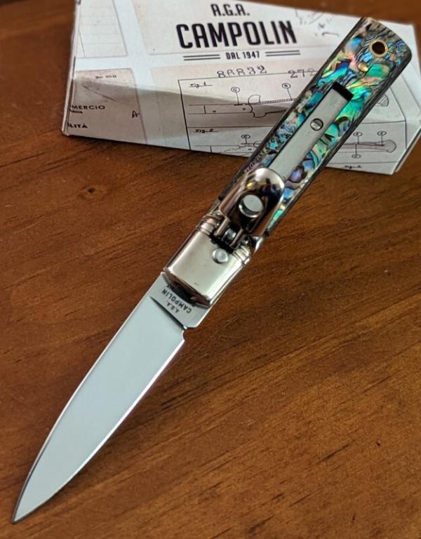 NIB AGA CAMPOLIN 6"-15CM SLIMLINE IN GENUINE ABALONE NIB AGA CAMPOLIN 6"-15CM SLIMLINE IN GENUINE ABALONE