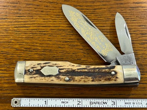 Fight'n Rooster Frank Buster "Captain's Rooster" 2-Blade Gunstock Knife w/Stag Scales Germany Fight'n Rooster Frank Buster "Captain's Rooster" 2-Blade Gunstock Knife w/Stag Scales Germany