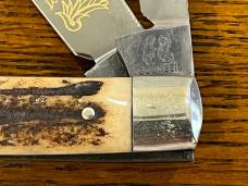 Fight'n Rooster Frank Buster "Captain's Rooster" 2-Blade Gunstock Knife w/Stag Scales Germany Fight'n Rooster Frank Buster "Captain's Rooster" 2-Blade Gunstock Knife w/Stag Scales Germany