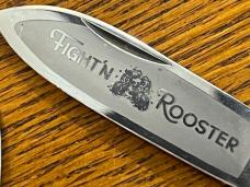 Fight'n Rooster Frank Buster Pre-1982 2-Blade Canoe Knife w/Pick Bone Scales & Etched Bolsters Germa Fight'n Rooster Frank Buster Pre-1982 2-Blade Canoe Knife w/Pick Bone Scales & Etched Bolsters Germa