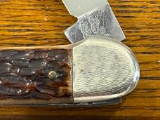 Fight'n Rooster Frank Buster Pre-1982 2-Blade Canoe Knife w/Pick Bone Scales & Etched Bolsters Germa Fight'n Rooster Frank Buster Pre-1982 2-Blade Canoe Knife w/Pick Bone Scales & Etched Bolsters Germa