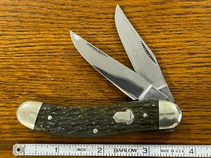 Fight'n Rooster Frank Buster 2-Blade Sowbelly Trapper Knife w/Pick Bone Scales Germany 