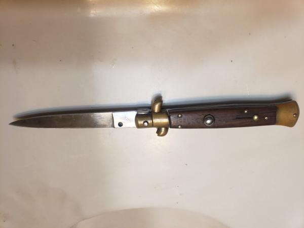 Nice 9" Older Frank Beltrame Switchblade with Rose Wood Scales Nice 9" Older Frank Beltrame Switchblade with Rose Wood Scales