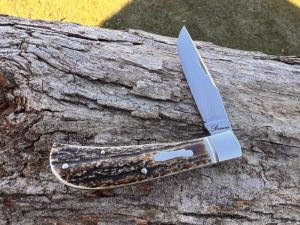 BENINI - FACAS CUSTOM CPM 154 BLADE STEEL STAG HANDLE FOLDING HUNTER **VERY NICE BUILD**