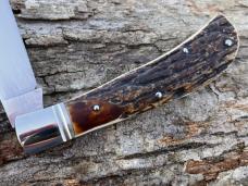 BENINI - FACAS CUSTOM CPM 154 BLADE STEEL STAG HANDLE FOLDING HUNTER **VERY NICE BUILD**