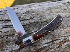 BENINI - FACAS CUSTOM CPM 154 BLADE STEEL STAG HANDLE FOLDING HUNTER **VERY NICE BUILD**