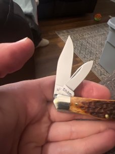 KA-BAR /UNION Cutlery USA HMP 1989 Beautiful Dark Brown Bone Handle With Two Blades New In Box