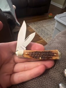 KA-BAR /UNION Cutlery USA HMP 1989 Beautiful Dark Brown Bone Handle With Two Blades New In Box