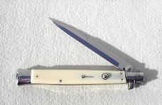NEW OLD STOCK SKM 13" SWITCHBLADE BAYONET STILETTO ACRYLIC IVORY MANIAGO ITALY NEW OLD STOCK SKM 13" SWITCHBLADE BAYONET STILETTO ACRYLIC IVORY MANIAGO ITALY