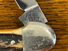 Fight'n Rooster Frank Buster 3-Blade Canoe Knife w/Stag Scales Germany Fight'n Rooster Frank Buster 3-Blade Canoe Knife w/Stag Scales Germany