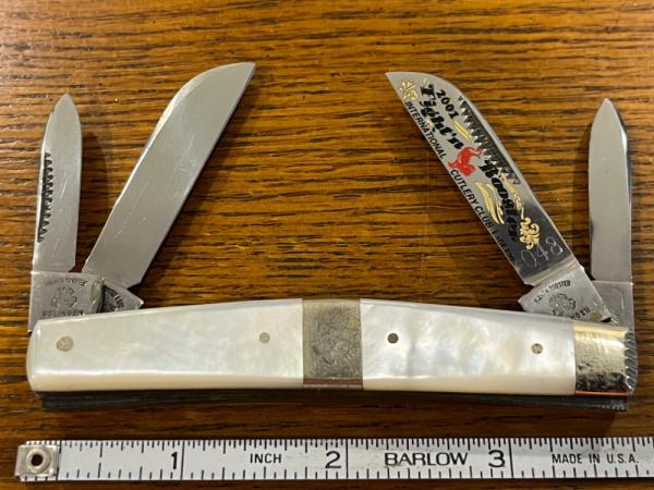 Fight'n Rooster Frank Buster Ltd Ed 2001 International Cutlery Club 4-Blade Congress Knife w/MOP Sca Fight'n Rooster Frank Buster Ltd Ed 2001 International Cutlery Club 4-Blade Congress Knife w/MOP Sca