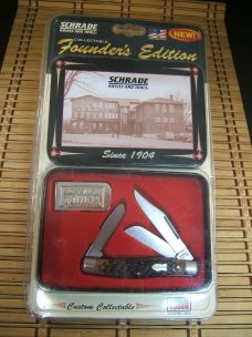 SCHRADE 881 USA MADE 1904 FOUNDERS EDITION MINT NEW IN BLISTER PACK WITH MONEY CLIP STOCKMAN KNIFE SCHRADE 881 USA MADE 1904 FOUNDERS EDITION MINT NEW IN BLISTER PACK WITH MONEY CLIP STOCKMAN KNIFE