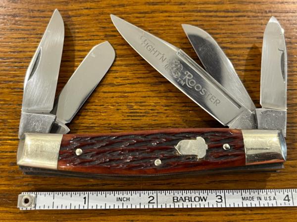 Fight'n Rooster Frank Buster 5-Blade Stockman Knife w/Pick Bone Scales Germany Fight'n Rooster Frank Buster 5-Blade Stockman Knife w/Pick Bone Scales Germany