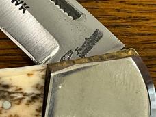 Frost Cutlery SL-1/PB Tomahawk Spearpoint Cargill Side-Lock Knife w/Pick Bone Stag Scales Japan