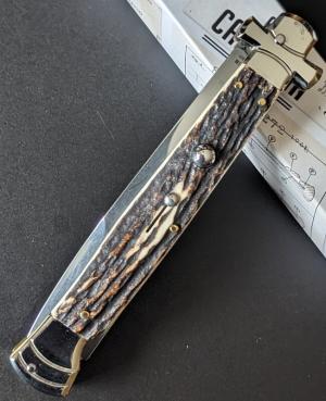  NIB 11"- 28cm Stag Horn A.G.A. Campolin Maltese lockback auto